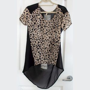 Asymmetrical goth leopard skull y2k shirt